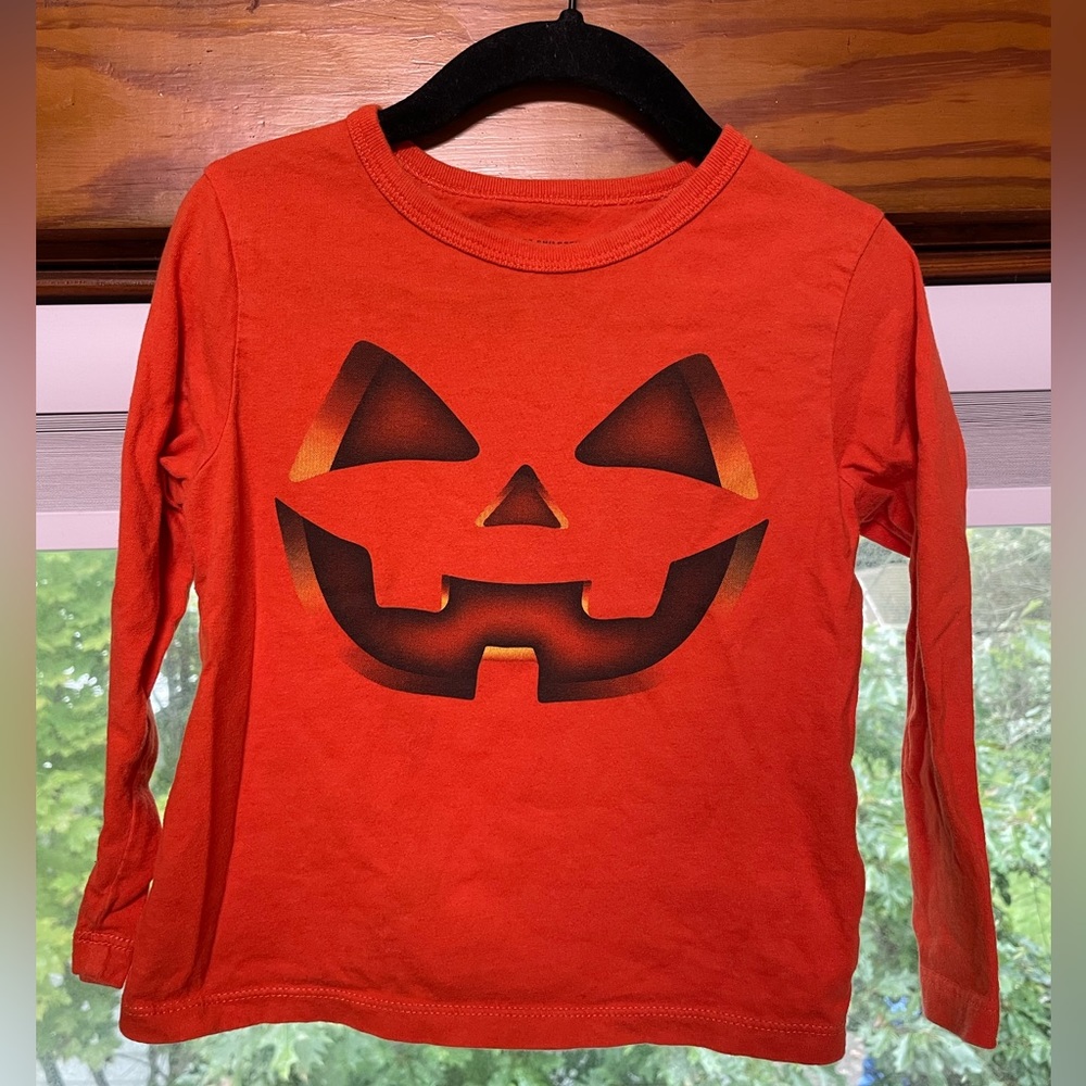 Children’s place orange jackolatern pumpkin Halloween long sleeve shirt 3t